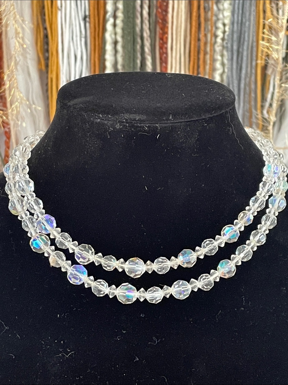 Vintage double stranded crystal necklace